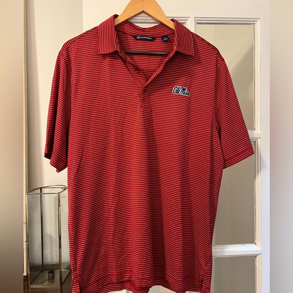 Ole Miss Rebels Cutter & Buck Forge Pencil Stripe Stretch Mens Polo